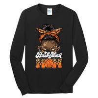 Basketball Mom Messy Bun Black Wo Leopard Mothers Day Long Tall Long Sleeve T-Shirt