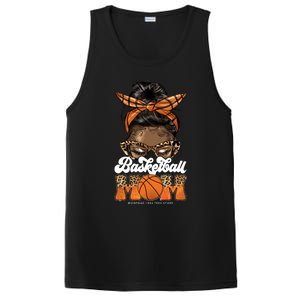 Basketball Mom Messy Bun Black Wo Leopard Mothers Day Long PosiCharge Competitor Tank