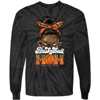 Basketball Mom Messy Bun Black Wo Leopard Mothers Day Long Tie-Dye Long Sleeve Shirt