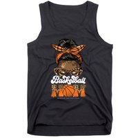 Basketball Mom Messy Bun Black Wo Leopard Mothers Day Long Tank Top