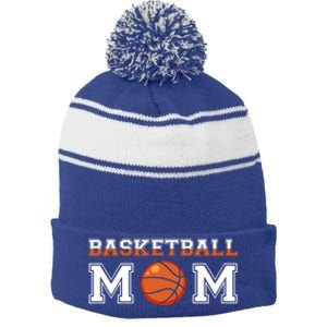 Basketball Mom Mothers Day Cute Gift Stripe Pom Pom Beanie