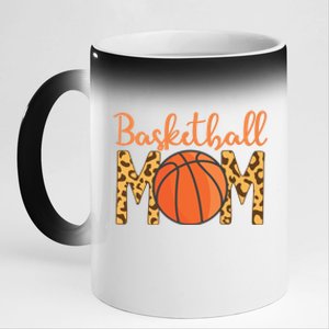 Basketball Mom Mother's Day Leopard Print Basketball Mom Gift 11oz Black Color Changing Mug