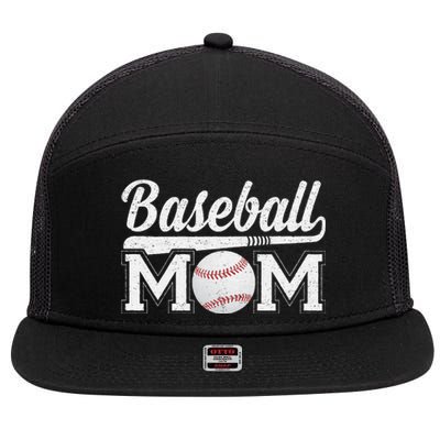 Baseball Mom Mothers Day For Mama Mommy Of Baseball Player 7 Panel Mesh Trucker Snapback Hat