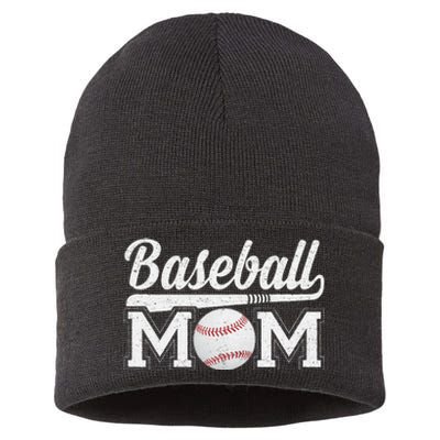 Baseball Mom Mothers Day For Mama Mommy Of Baseball Player Sustainable Knit Beanie