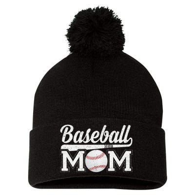 Baseball Mom Mothers Day For Mama Mommy Of Baseball Player Pom Pom 12in Knit Beanie