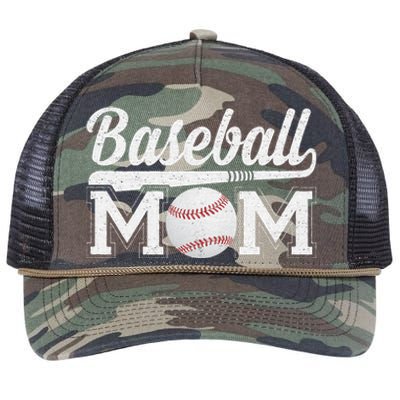 Baseball Mom Mothers Day For Mama Mommy Of Baseball Player Retro Rope Trucker Hat Cap