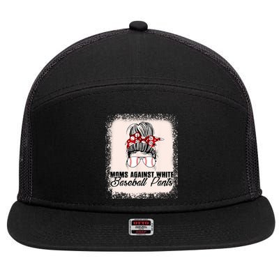 Baseball Mom Moms Against White Baseball Pants 7 Panel Mesh Trucker Snapback Hat