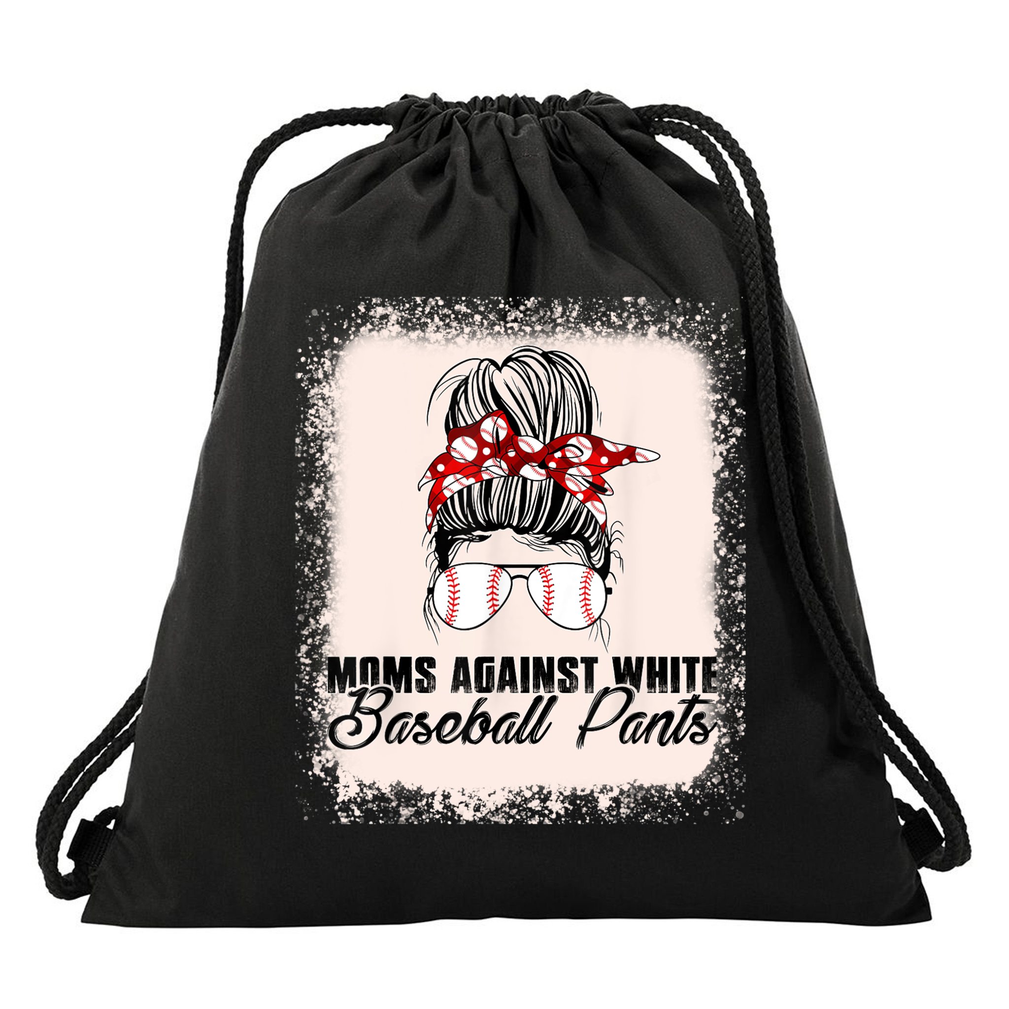 Baseball Mom Moms Against White Baseball Pants Drawstring Bag
