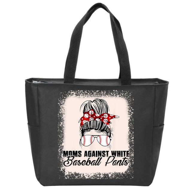 Baseball Mom Moms Against White Baseball Pants Zip Tote Bag