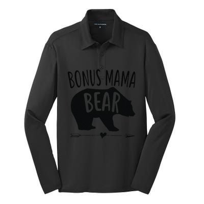 Bonus Mama Mom Bear Stepmom Mother's Day Gift Silk Touch Performance Long Sleeve Polo