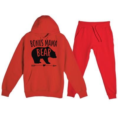 Bonus Mama Mom Bear Stepmom Mother's Day Gift Premium Hooded Sweatsuit Set