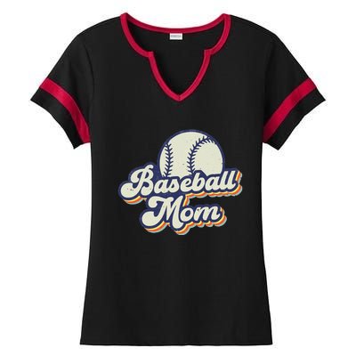 Baseball Mom Mama MotherS Day Vintage Retro Funny Women Ladies Halftime Notch Neck Tee