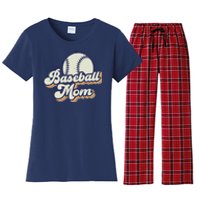 Baseball Mom Mama MotherS Day Vintage Retro Funny Women Women's Flannel Pajama Set