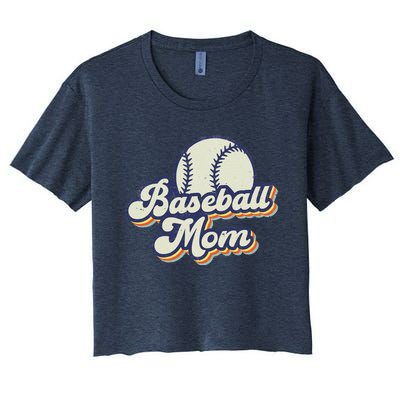 Baseball Mom Mama MotherS Day Vintage Retro Funny Women Women's Crop Top Tee