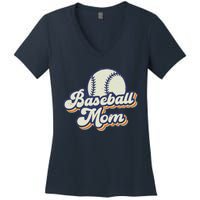 Baseball Mom Mama MotherS Day Vintage Retro Funny Women Women's V-Neck T-Shirt