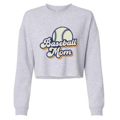 Baseball Mom Mama MotherS Day Vintage Retro Funny Women Cropped Pullover Crew