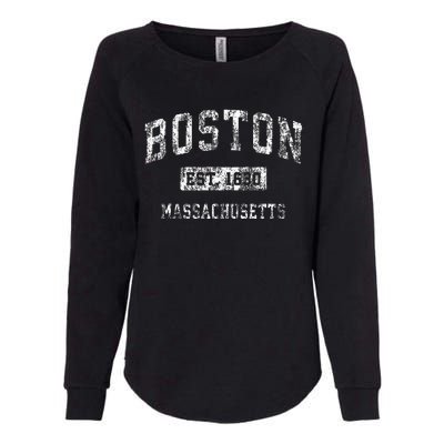 Boston Massachusetts MA Vintage Established Sports Design Womens California Wash Sweatshirt