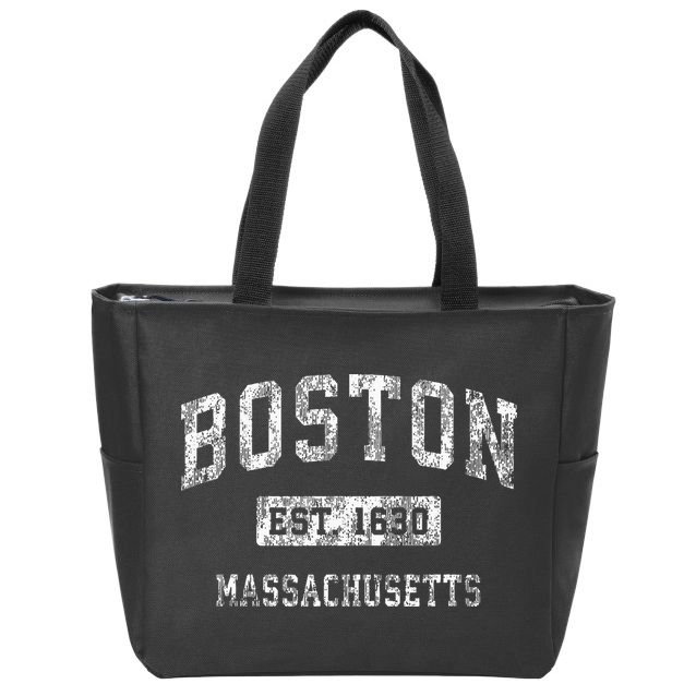 Boston Massachusetts MA Vintage Established Sports Design Zip Tote Bag