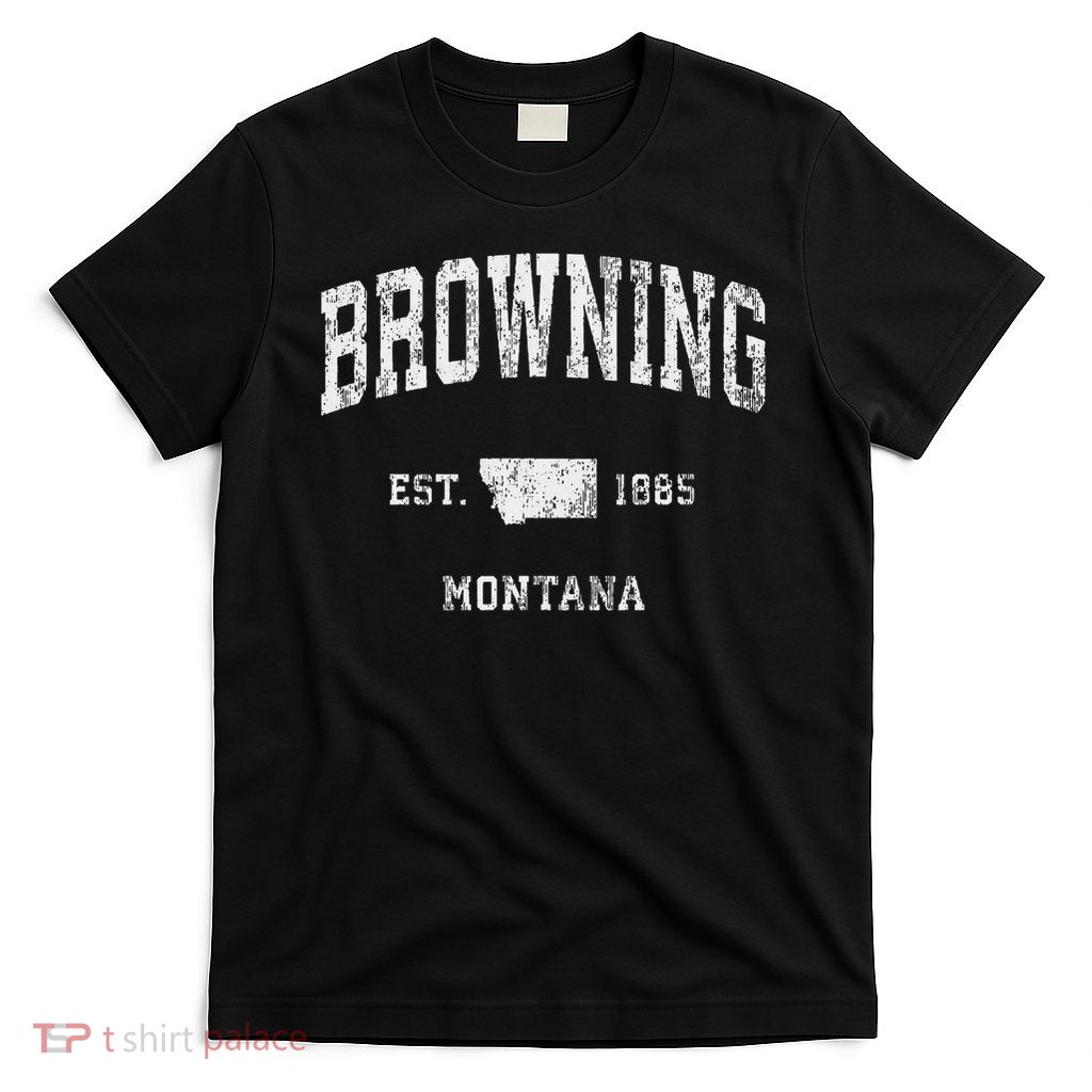 Browning Montana Mt Vintage Athletic Sports Design T-Shirt
