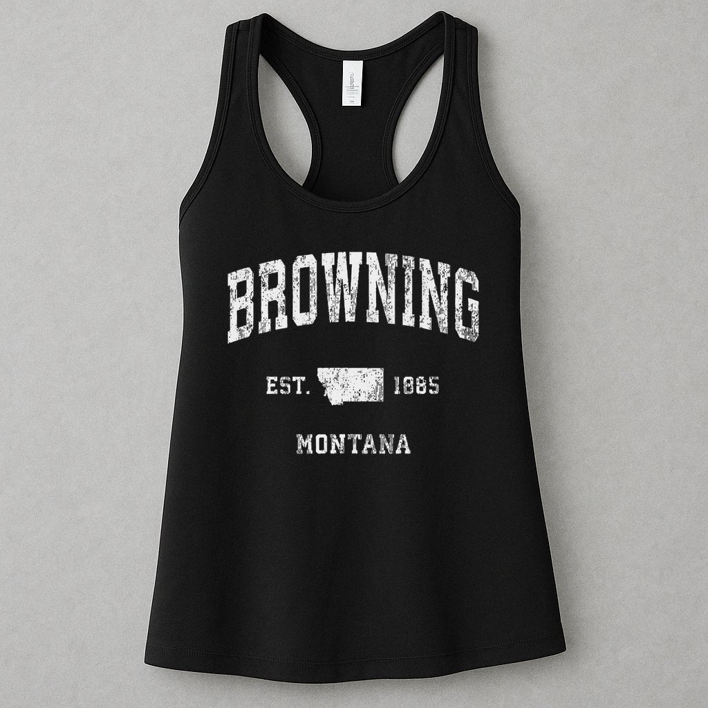 Browning Montana Mt Vintage Athletic Sports Design Womens Tank Top