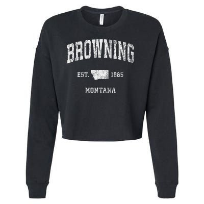 Browning Montana Mt Vintage Athletic Sports Design Cropped Pullover Crew