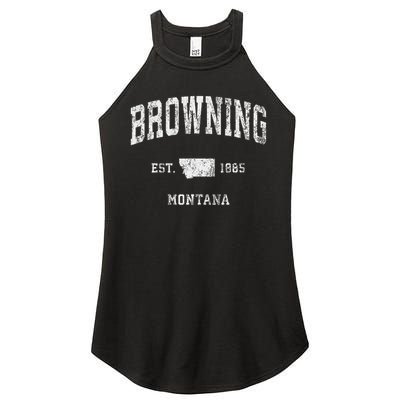Browning Montana Mt Vintage Athletic Sports Design Women's Perfect Tri Rocker Tank