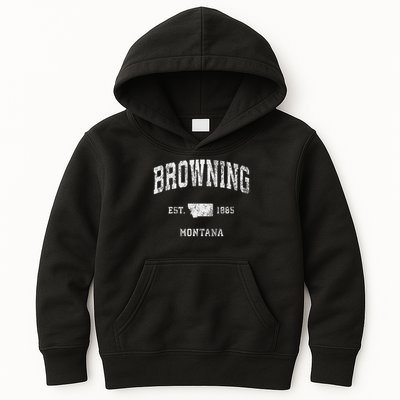 Browning Montana Mt Vintage Athletic Sports Design Kids Hoodie