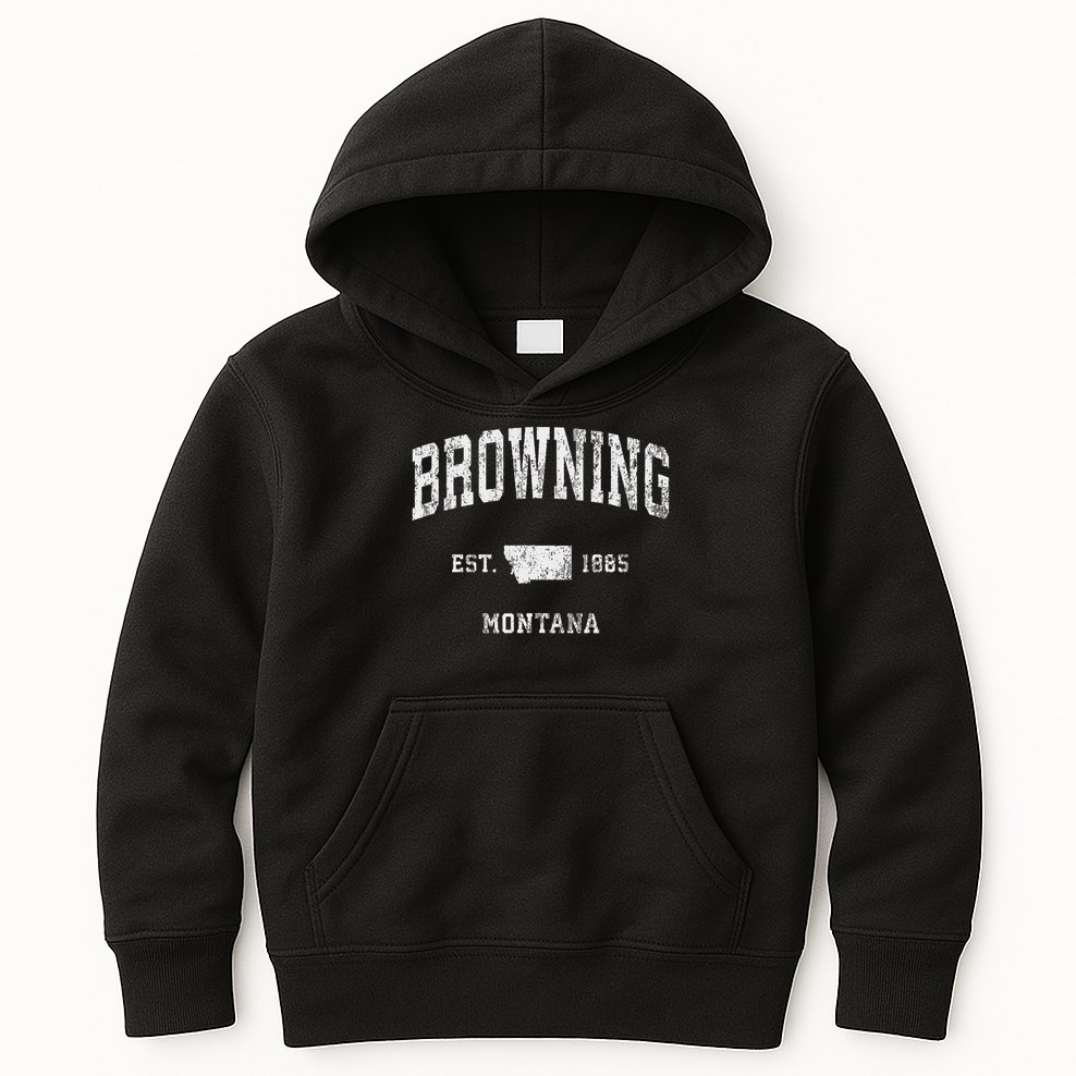 Browning Montana Mt Vintage Athletic Sports Design Kids Hoodie