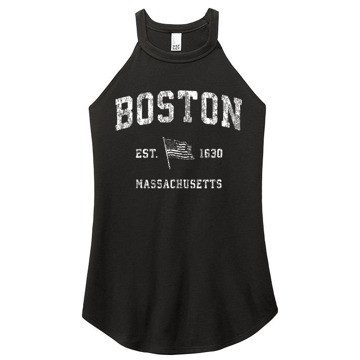 Boston Massachusetts Ma Vintage Us Flag Sports Women's Perfect Tri Rocker Tank