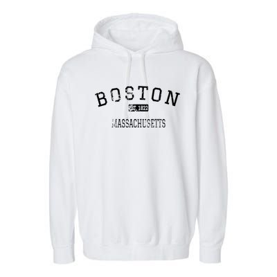 Boston Massachusetts Ma Vintage Garment-Dyed Fleece Hoodie