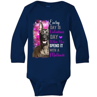 Belgium Malinois Mom Funny Valentines Day Dog Lovers Cool Gift Baby Long Sleeve Bodysuit