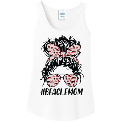 Beagle Mom Messy Bun Hair Dog Mama Pet Owner Mothers Day Ladies Essential Tank