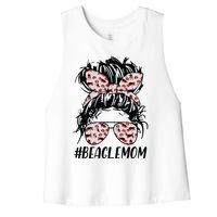 Beagle Mom Messy Bun Hair Dog Mama Pet Owner Mothers Day Women's Racerback Cropped Tank