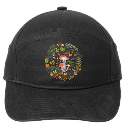 Botanical Mushroom Mycology Cottagecore Fungi Foraging 7-Panel Snapback Hat