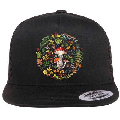Botanical Mushroom Mycology Cottagecore Fungi Foraging Flatbill Hat
