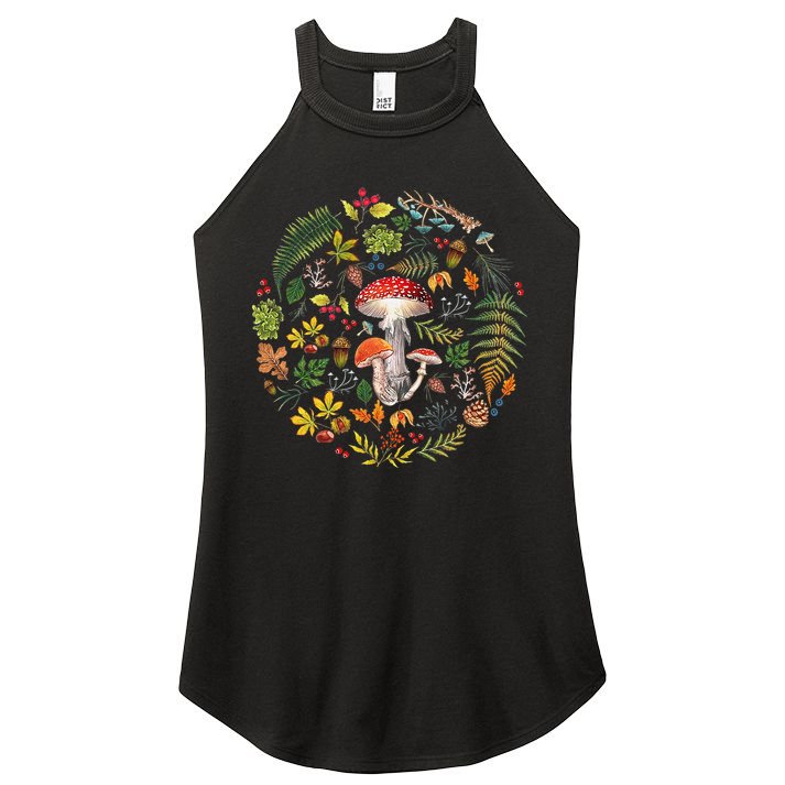 Botanical Mushroom Mycology Cottagecore Fungi Foraging Women's Perfect Tri Rocker Tank