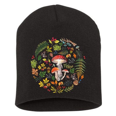 Botanical Mushroom Mycology Cottagecore Fungi Foraging Short Acrylic Beanie
