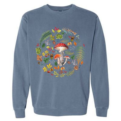 Botanical Mushroom Mycology Cottagecore Fungi Foraging Garment-Dyed Sweatshirt