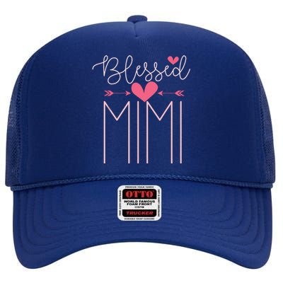 Blessed Mimi Mothers Day Grandparents Day Mimi High Crown Mesh Back Trucker Hat