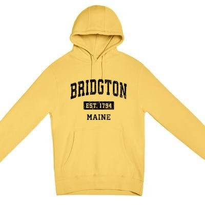 Bridgton Maine Me Vintage Sports Established Premium Pullover Hoodie