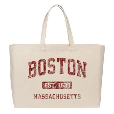 Boston Massachusetts Ma Vintage Athletic Sports Design Cotton Canvas Jumbo Tote