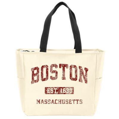 Boston Massachusetts Ma Vintage Athletic Sports Design Zip Tote Bag