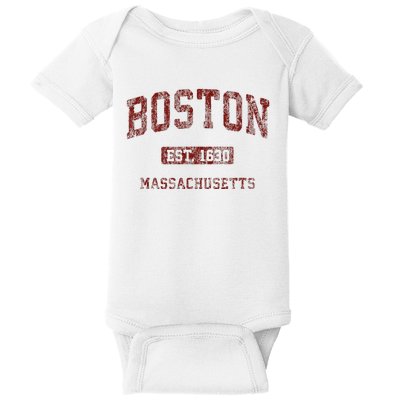 Boston Massachusetts Ma Vintage Athletic Sports Design Baby Bodysuit