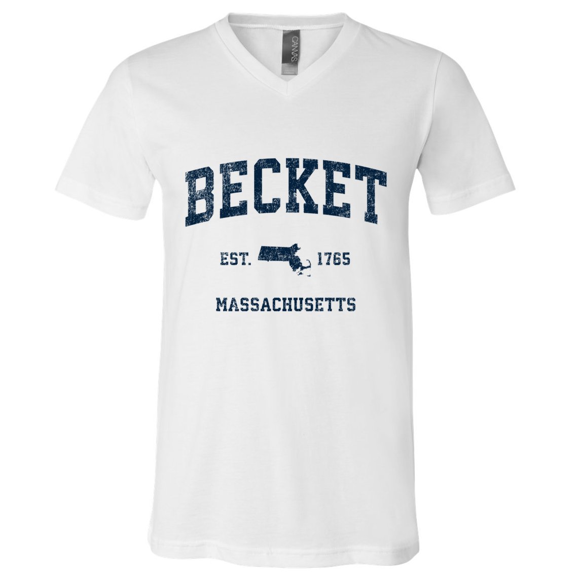 Becket Massachusetts Ma Vintage Sports V-Neck T-Shirt