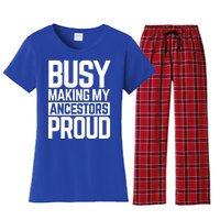 Busy Making My Ancestors Proud Foxx Blm Floyd Black Pride Funny Gift Women's Flannel Pajama Set