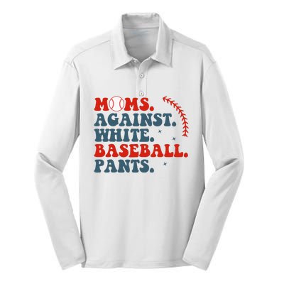 Baseball Mom Moms Against White Baseball Pants Silk Touch Performance Long Sleeve Polo