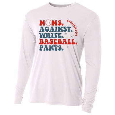 Baseball Mom Moms Against White Baseball Pants Cooling Performance Long Sleeve Crew