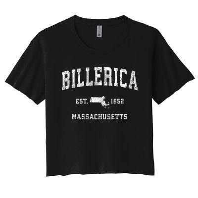 Billerica Massachusetts Ma Vintage Athletic Sports Women's Crop Top Tee