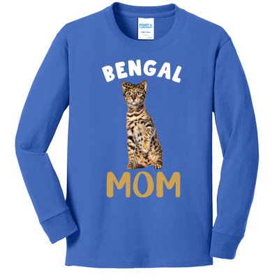 Bengal Mom Mama Cat Lover Owner Leopard Print Kitty Kitten Funny Gift Kids Long Sleeve Shirt