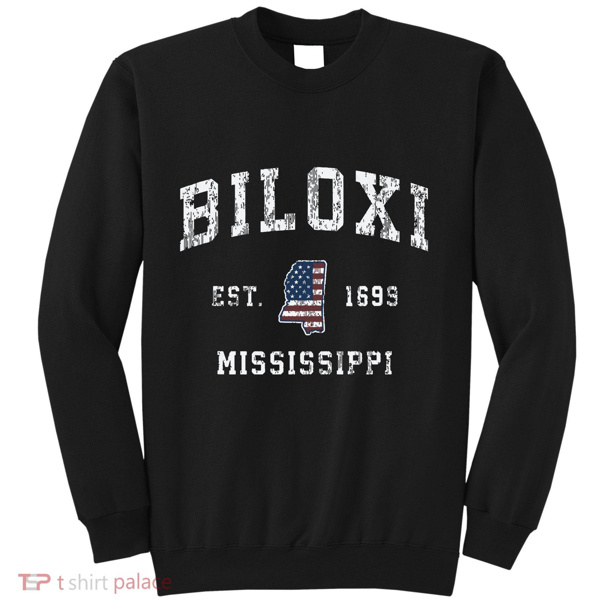 Biloxi Mississippi Ms Vintage American Flag Sports Design Sweatshirt